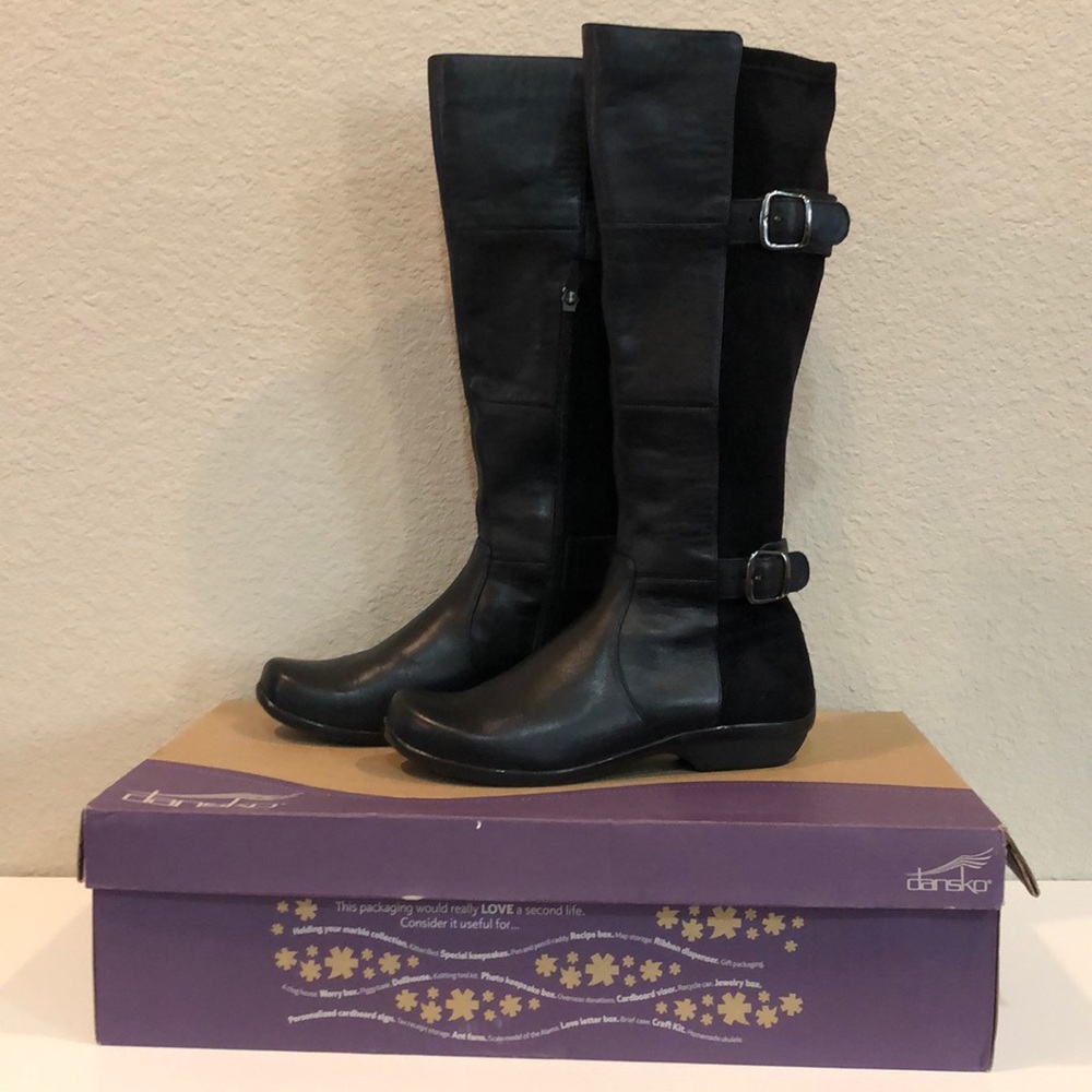 Dansko Odessa Black Leather/Sued Tall Boots